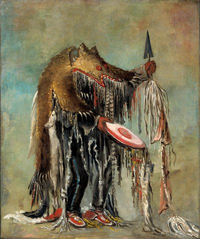 O curandeiro, que faz os seus mistérios a um moribundo de George Catlin