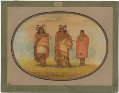 Chefe Menomonie, a sua mulher e o seu filho de George Catlin