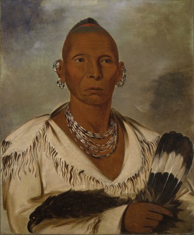 Múk-a-tah-mish-o-káh-kaik, Falcão Negro, proeminente chefe Sac de George Catlin