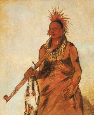 No-o-mún-nee, Caminha na chuva, um guerreiro de George Catlin