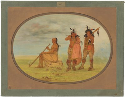 Velho chefe menomonie com dois jovens galãs de George Catlin