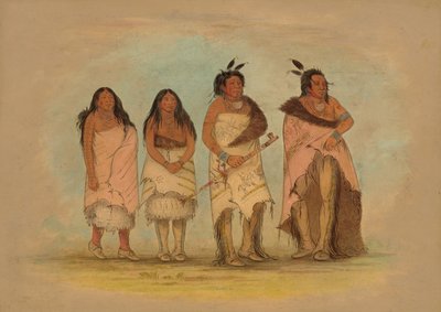 Chefe Pawneepict, duas filhas e um guerreiro, 18611869. de George Catlin