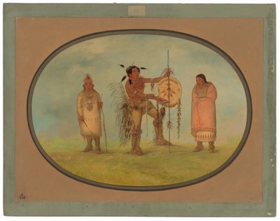 Guerreiro Saukie, sua esposa e um menino de George Catlin