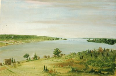 Sault Ste. Marie, mostrando a guarnição dos Estados Unidos à distância de George Catlin
