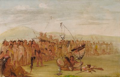 Auto-tortura numa cerimónia religiosa Sioux de George Catlin