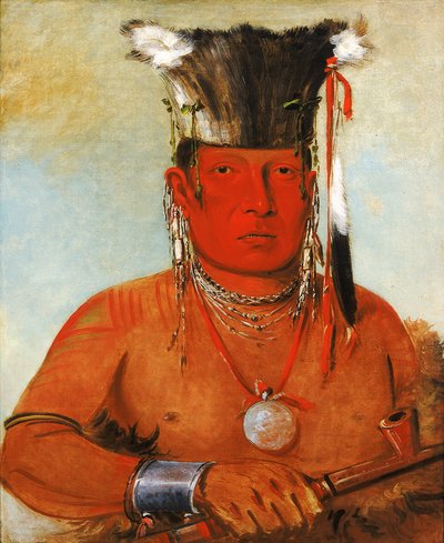 Sháw-da-mon-née, Lá vai ele, um bravo, 1832. de George Catlin