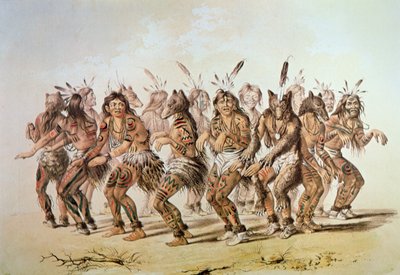 Sioux Bear Dance (cor litho) de George Catlin
