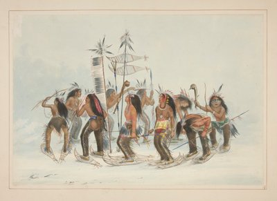 The Snow-Shoe Dance, pl. 14 do North American Indian Portfolio de George Catlin