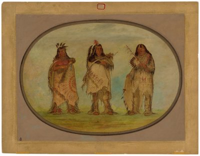 Três Distintos Guerreiros da Tribo Sioux de George Catlin