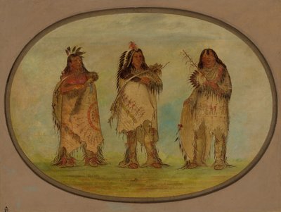 Três Distintos Guerreiros da Tribo Sioux, 1861. de George Catlin