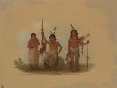 Dois guerreiros Arapaho e uma mulher, 18611869. de George Catlin