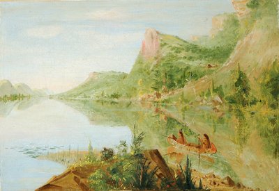 Vista do rio Wisconsin, Winnebago Shooting Ducks de George Catlin