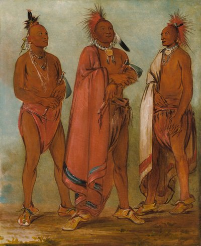 Wa-másh-ee-sheek, Aquele que leva; Wa-chésh-uk, Guerra; Mink-chésk, Três jovens ilustres de George Catlin