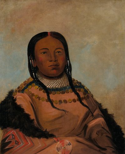 Wi-lóoh-tah-eeh-tcháh-ta-máh-nee, Coisa Vermelha que Toca em Marcha, Filha de Black Rock, 1832. de George Catlin