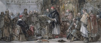 Uma Cena da Vida Monástica: Pregando na Igreja de George Cattermole