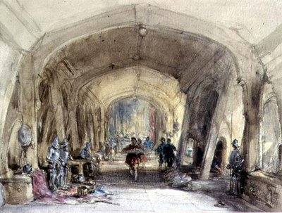 Interior de um Baronial Hall (wc no papel) de George Cattermole