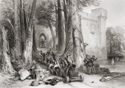 O Cerco da Casa Lathom, 1644, gravado por W. Topham de George Cattermole