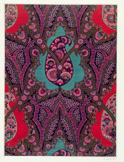 Design de tecido para xales Paisley, c.1871 de George Charles Haite