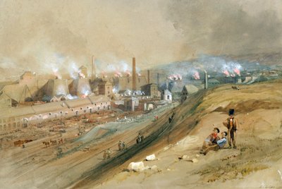 Dowlais Ironworks (aguarela sobre papel) de George Childs