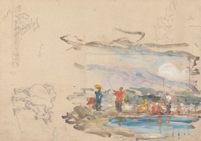 Uma piscina com figuras de George Chinnery