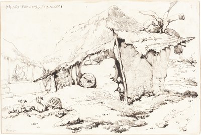 Uma cabana de aldeia na Índia [reto] de George Chinnery
