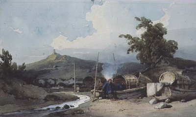 Habitações de Barcos, Macau, China de George Chinnery