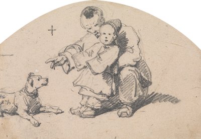 Pai e filho chinês com cão de George Chinnery