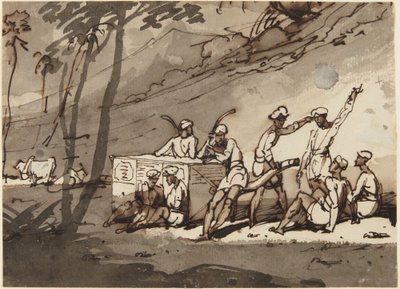 Forno de campanha e figuras de George Chinnery