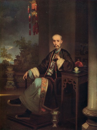 Como Qua, chefe dos comerciantes de Hong em Canton, c1830 de George Chinnery