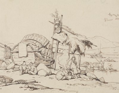 Velho e Crianças Sentadas, Cozinhar de George Chinnery