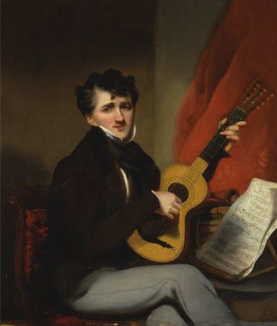 Retrato de um homem a tocar guitarra de George Chinnery