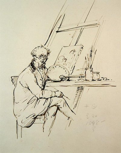 Auto-retrato (caneta e tinta sobre papel) de George Chinnery