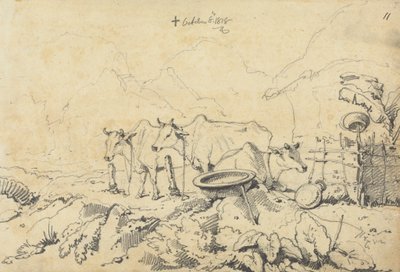 Três Vacas Amarradas de George Chinnery