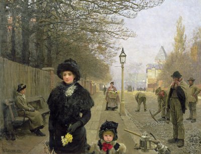Uma manhã de primavera, Haverstock Hill, 1881 de George Clausen