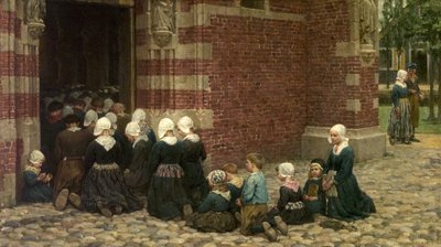 Alta missa em uma vila de pescadores na Zuyder Zee, Holanda, 1876 de George Clausen