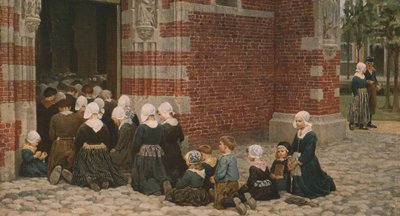 Missa alta em uma vila de pescadores no Zuyder Zee, Holanda, 1876, c1930. de George Clausen
