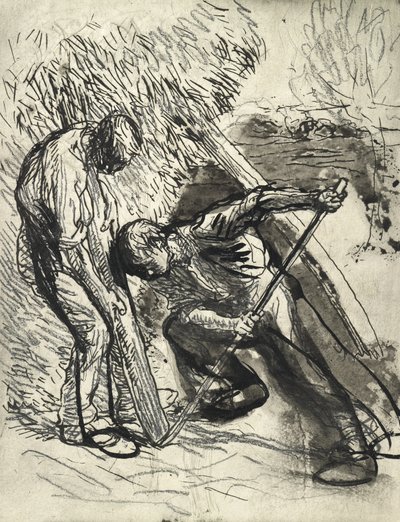 Prender o Rick, c.1900 (lápis, caneta e tinta sobre papel) de George Clausen