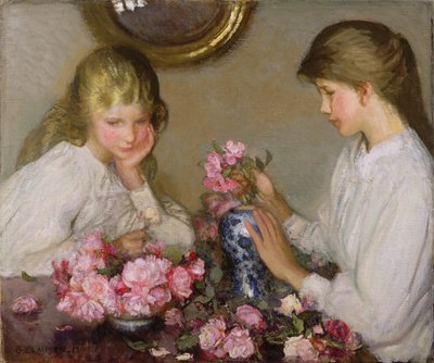 Duas meninas, arranjar, Posies de George Clausen