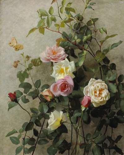 Rosas em uma parede, 1877 de George Cochran Lambdin