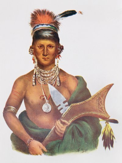 Appanoose, um chefe de Sauk, 1837, ilustração "dos tribos indianos de America do Norte, Vol.2", por Thomas L. McKenney e por James Salão, bar. John Grant de George Cooke