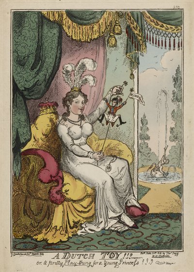 Um brinquedo holandês!!! ou, Um Bonito brinquedo para uma Jovem Princesa!!! Huzza, Março de 1814, publicado a 20 de Junho. de George Cruikshank