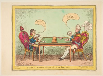 Um jogo de Cribbage ou Boneys Last Shuffle, 6 de junho de 1814. de George Cruikshank