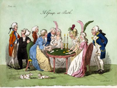 Um grupo em Bath, 1796 (aquatinta colorida à mão) de George Cruikshank
