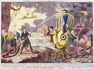 Um gás patriota Luminar Extintor Noxioso!!! 1817 de George Cruikshank
