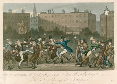 Uma fileira de rua - Tom e Jerry mostrando luta e Lógica chocou de George Cruikshank