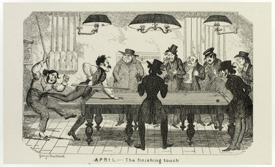 abril - O toque final das gravuras em aço de George Cruikshank para The Comic Almanacks: 1835-1853 de George Cruikshank