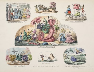 Bonnet Building, pub. 1828 (gravura colorida à mão) de George Cruikshank