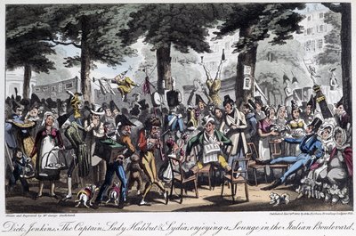 Boulevard des Italiens - em "Life in Paris" de David Carey, Londres de George Cruikshank