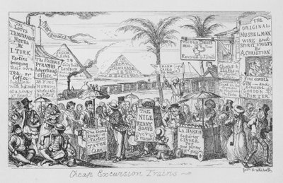 Trens de excursão baratos, ou seja, o futuro do turismo de massa imaginado (gravura) de George Cruikshank