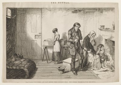 O frio, a miséria e a carência destroem o filho mais novo: consolam-se com a garrafa. de George Cruikshank